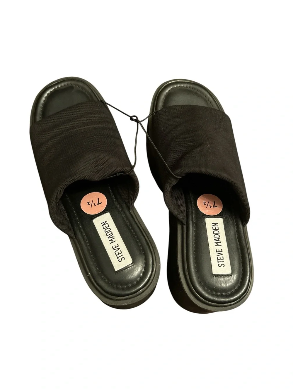 Steve Madden Black Platform Slide Sandals Women US 7 1/2 NWT